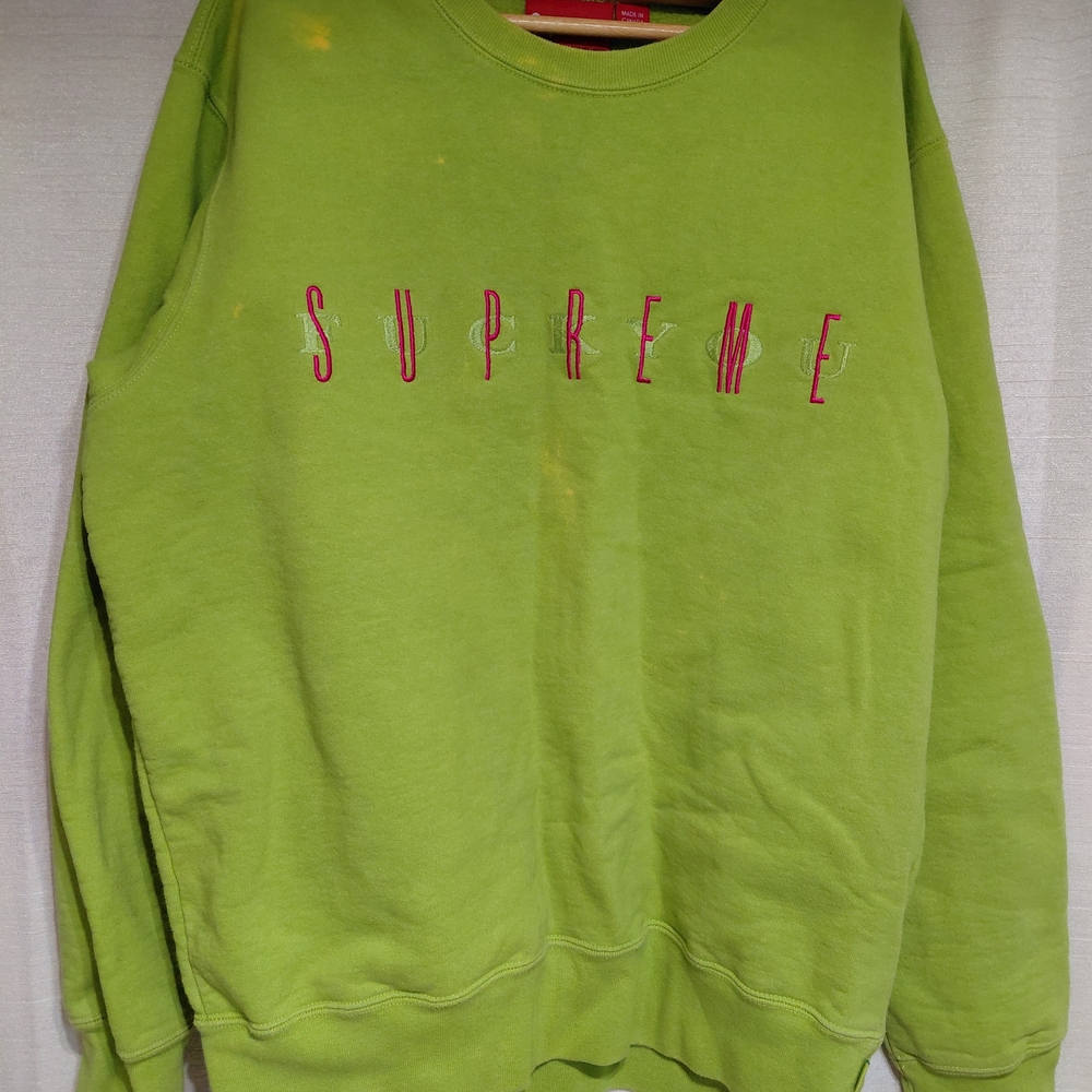 Supreme F*** You Crewneck Sweatshirt Lime Green FW19 Size Medium